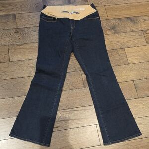 GAP Dark Blue Flare Jeans with Tan Waistband